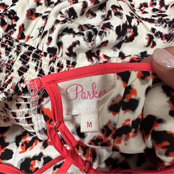 Parker Roland Leopard Animal Print Silk Fit & Flare Piped Dress Size Medium - Picture 10 of 12